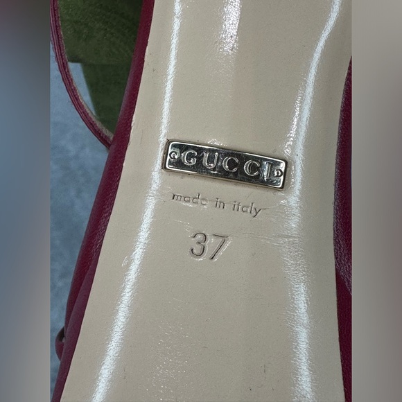 Gucci Firenze 1921 Maroon Sandal Heels Leather Sz:37 - Picture 9 of 12